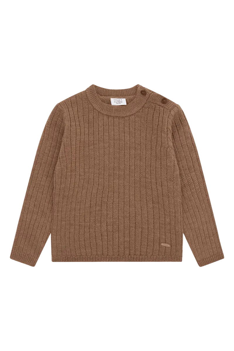 Hust and Claire Hust and Claire Pil Wool Rib Strikke Genser Merino Ull Coca Mocha (92 / 2 år)
