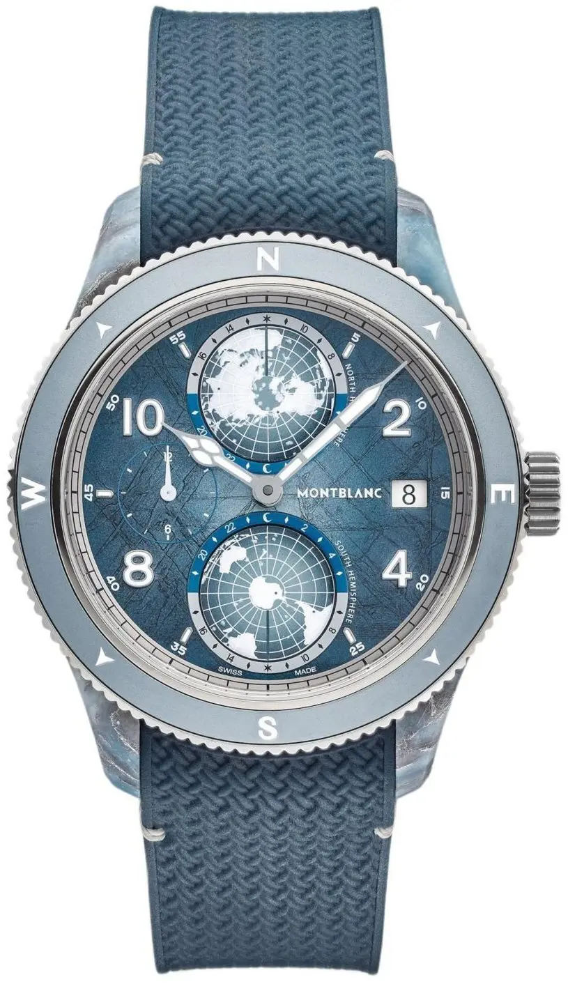 Montblanc Montblanc 1858 Herreklokke 134019 Blå/Gummi Ø43.5 mm