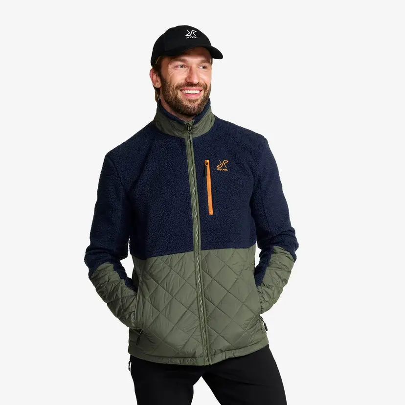 RevolutionRace Canyon Hybrid Pile Fleece Herre Navy/Kambaba Green