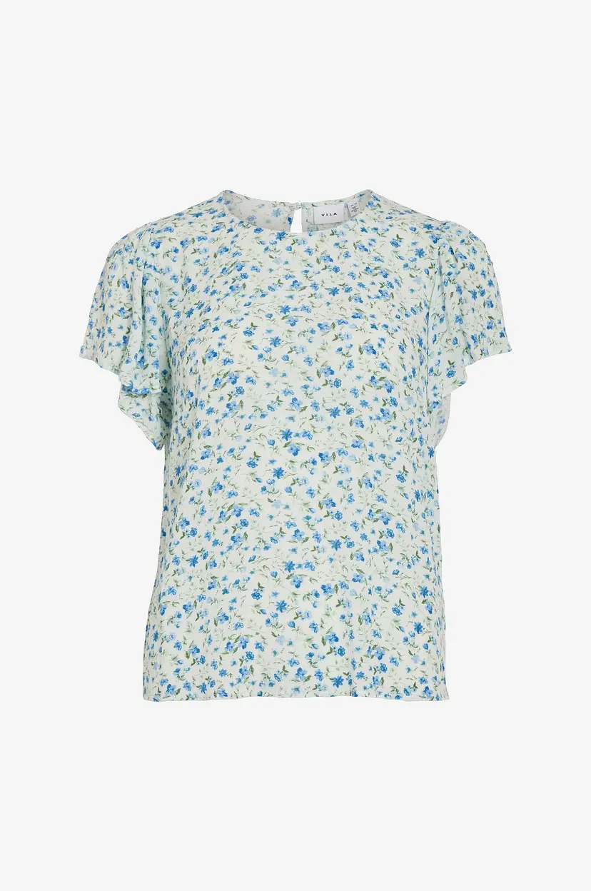 Vila Bluse viGreis S/S O-neck Top/rn - Blå