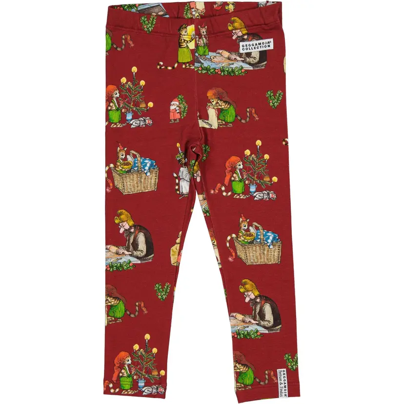 Geggamoja Leggings Pettson och Findus Röd - Julmotiv - 146/152