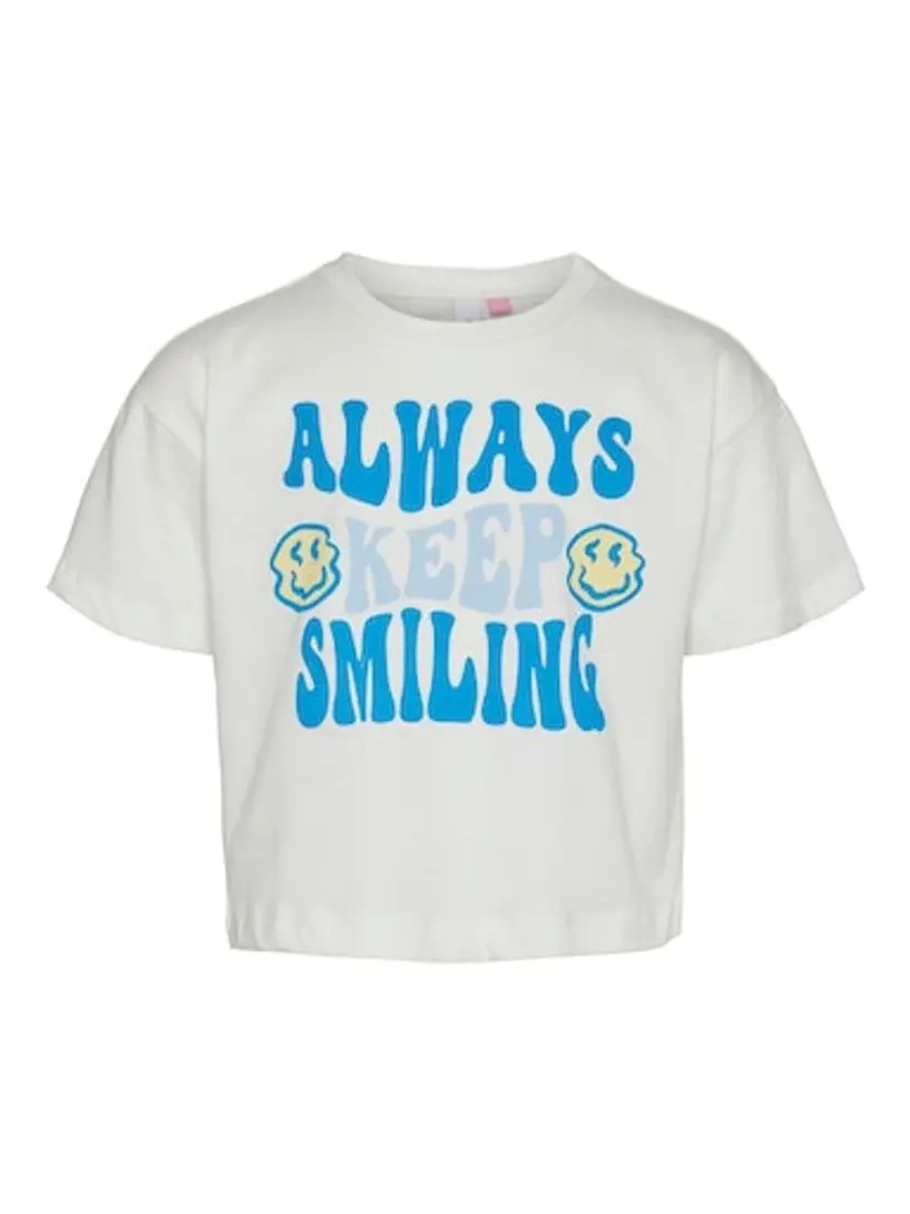 Vero Moda Girl Vero Moda Girl Smiles Kelly Crop Topp Snow White Ibiza Blue (146/152)