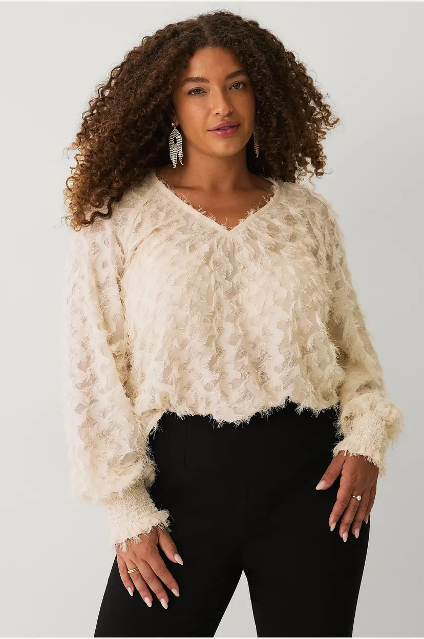 Ellos Plus collection Chiffonbluse med struktur - Hvit