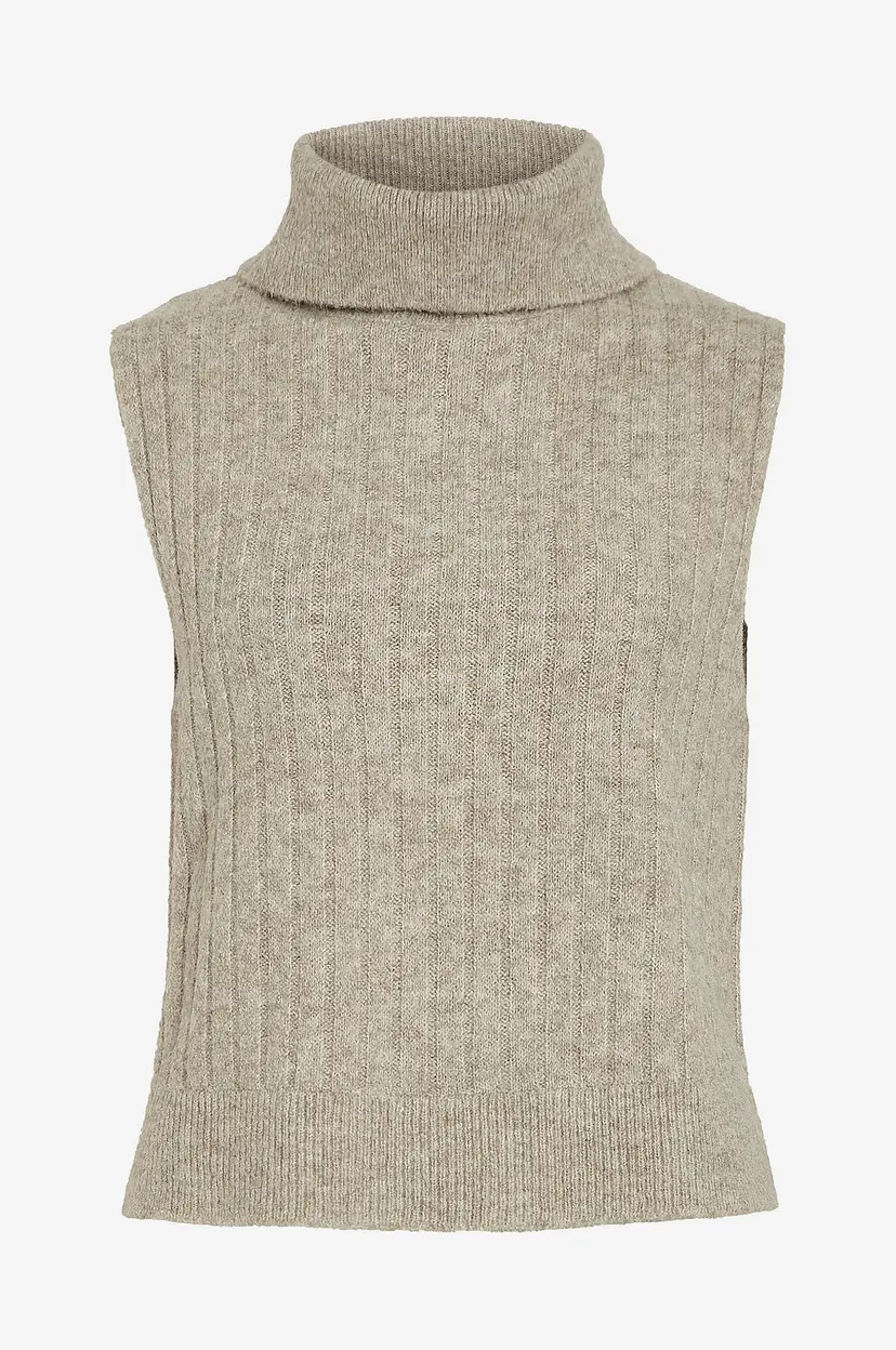Vila Vest viBeluna High Neck S/L Knit Vest-no - Beige