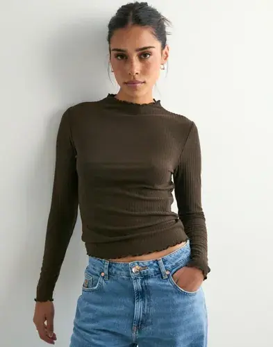 ONLY Only - Brun - Onlemma L/S High Neck Top Noos Jrs
