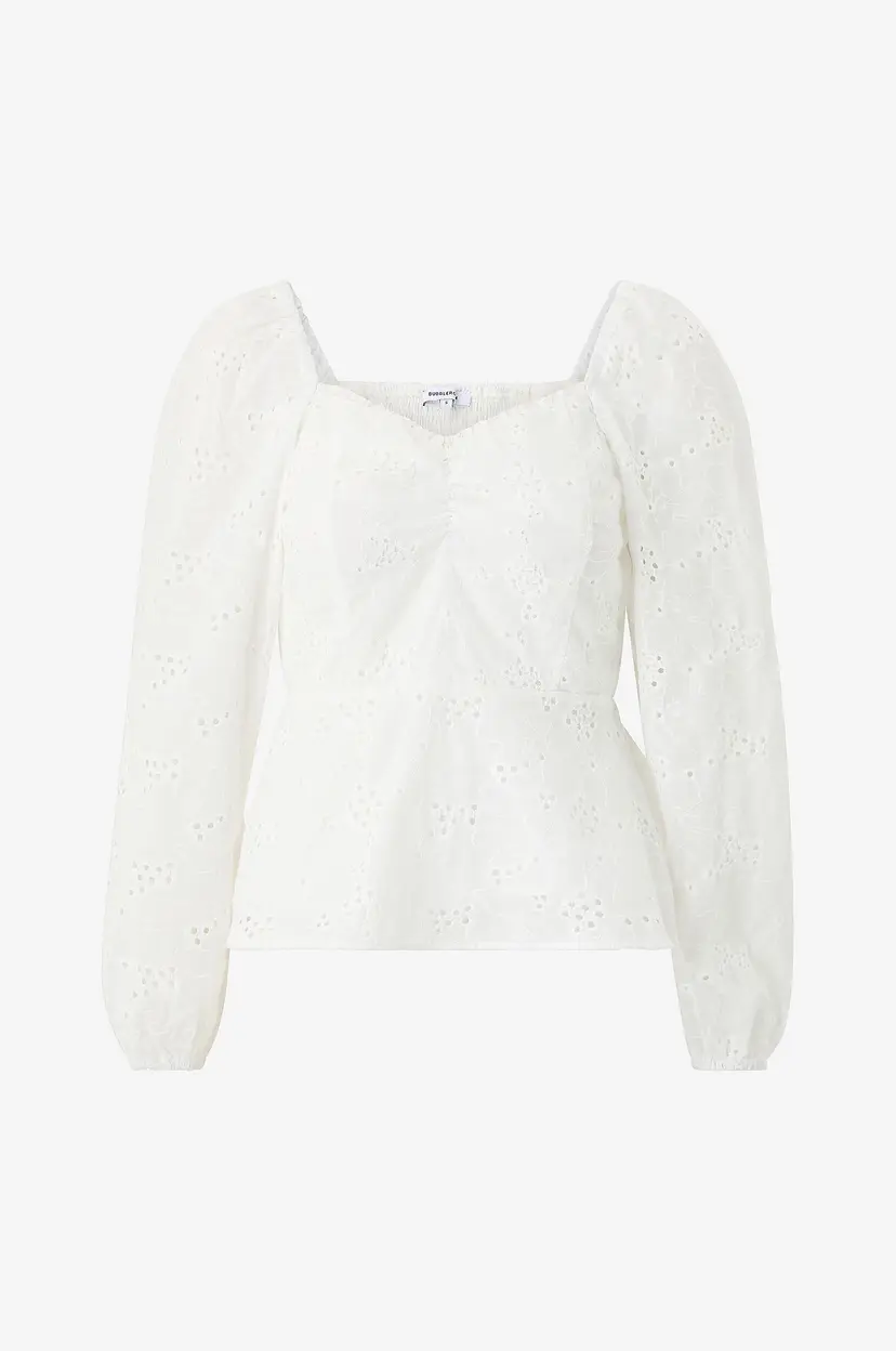 Bubbleroom Bluse Broderie Anglaise - Hvit