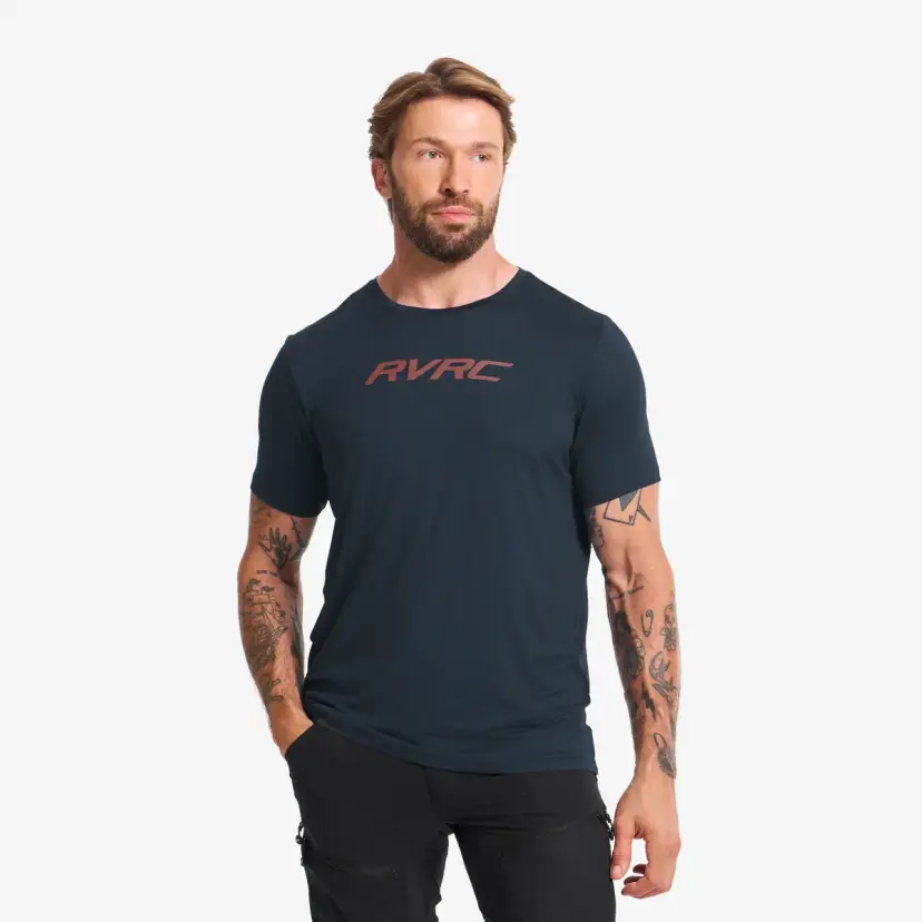 RevolutionRace Mission Logo T-shirt Herre Deep Navy/Rusty Orange