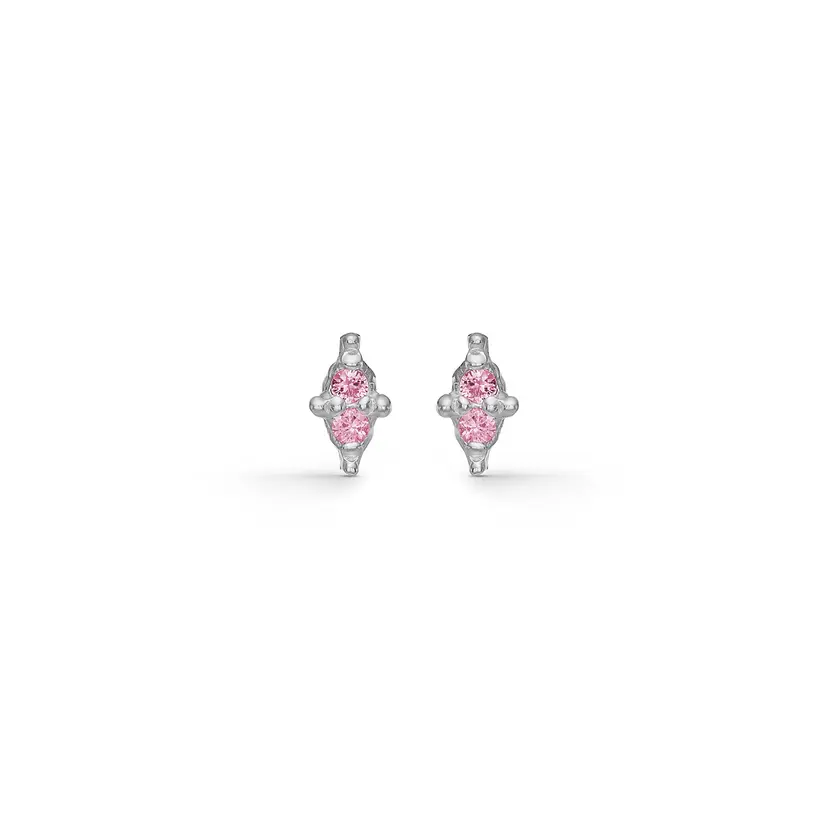 Studio Z Studio z - Cluster sølv ørestikker med rosa sten - 7117852