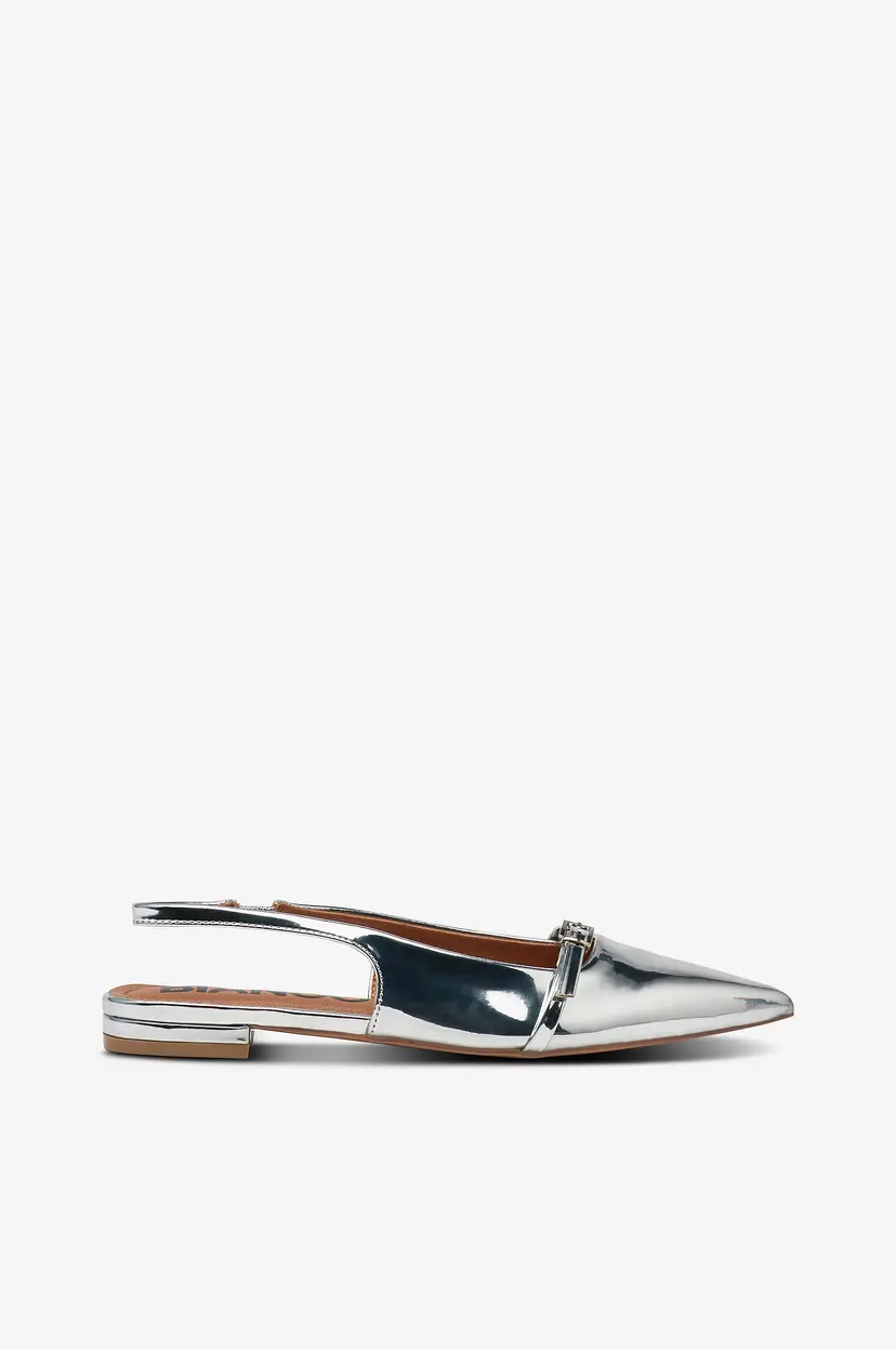 Bianco Slingbackser Biabari Pointy Flat Slingback Faux Leather - Sølv