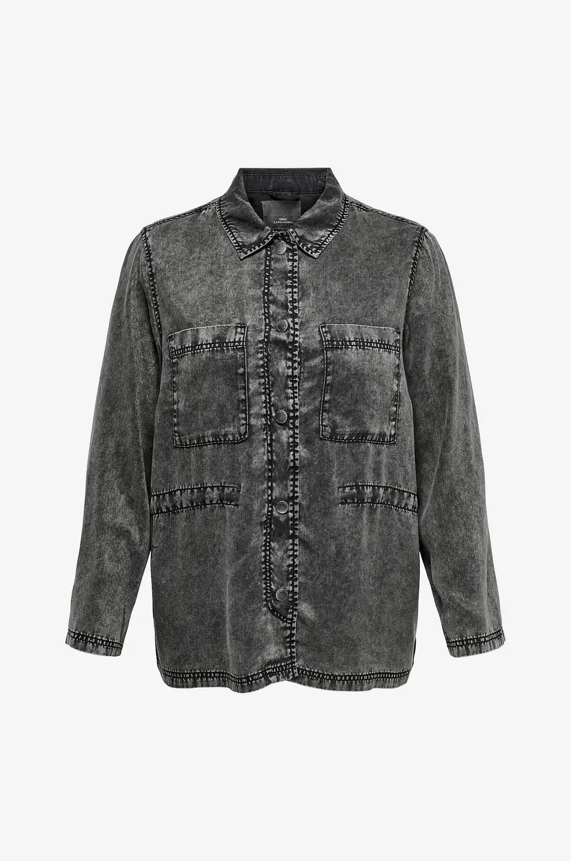 Only Carmakoma Skjortejakke carKenya Life Acid Wash Jacket Otw - Grå