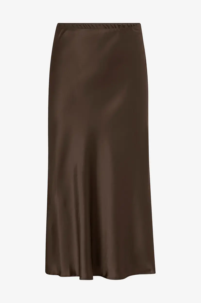 Zizzi Maxi skjørt caMinela Satin - Brun