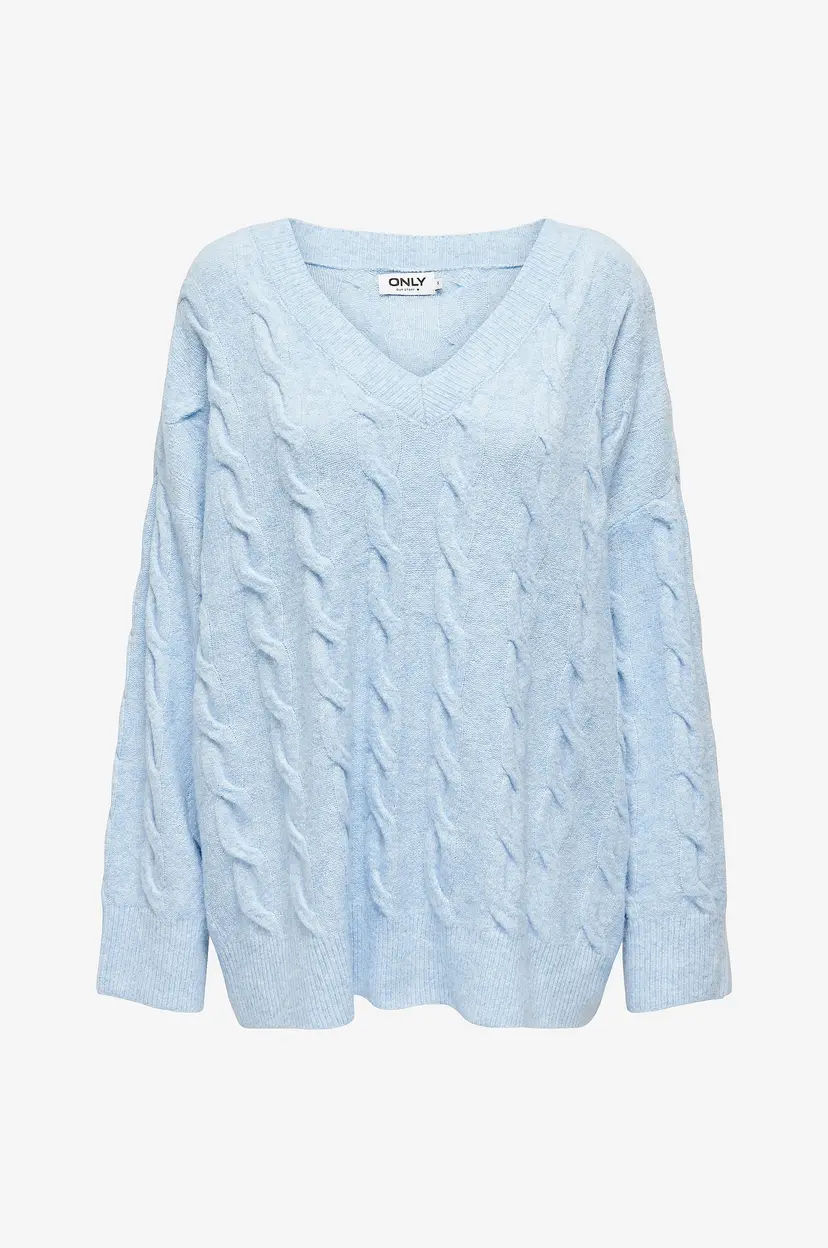 ONLY Genser onlJeanett Life L/S Cable V-neck CC - Blå