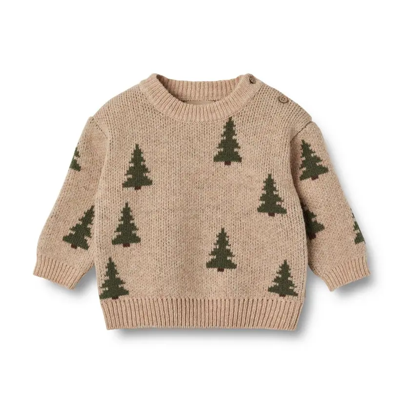 Wheat Wheat Jacquard Pullover Tree Offwhite (80 / 1 år)