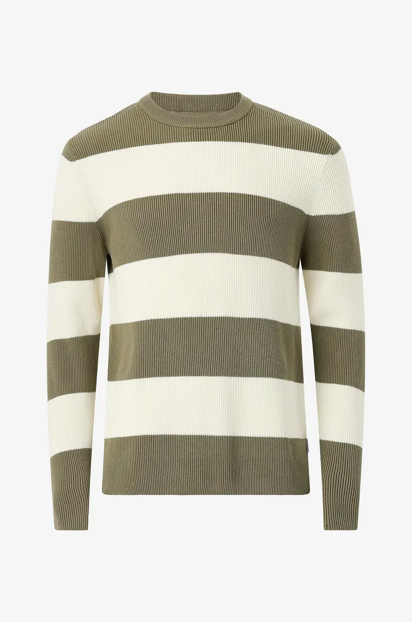 Lindbergh Pullover Rib Knitted Block Stripe Knit - Grønn