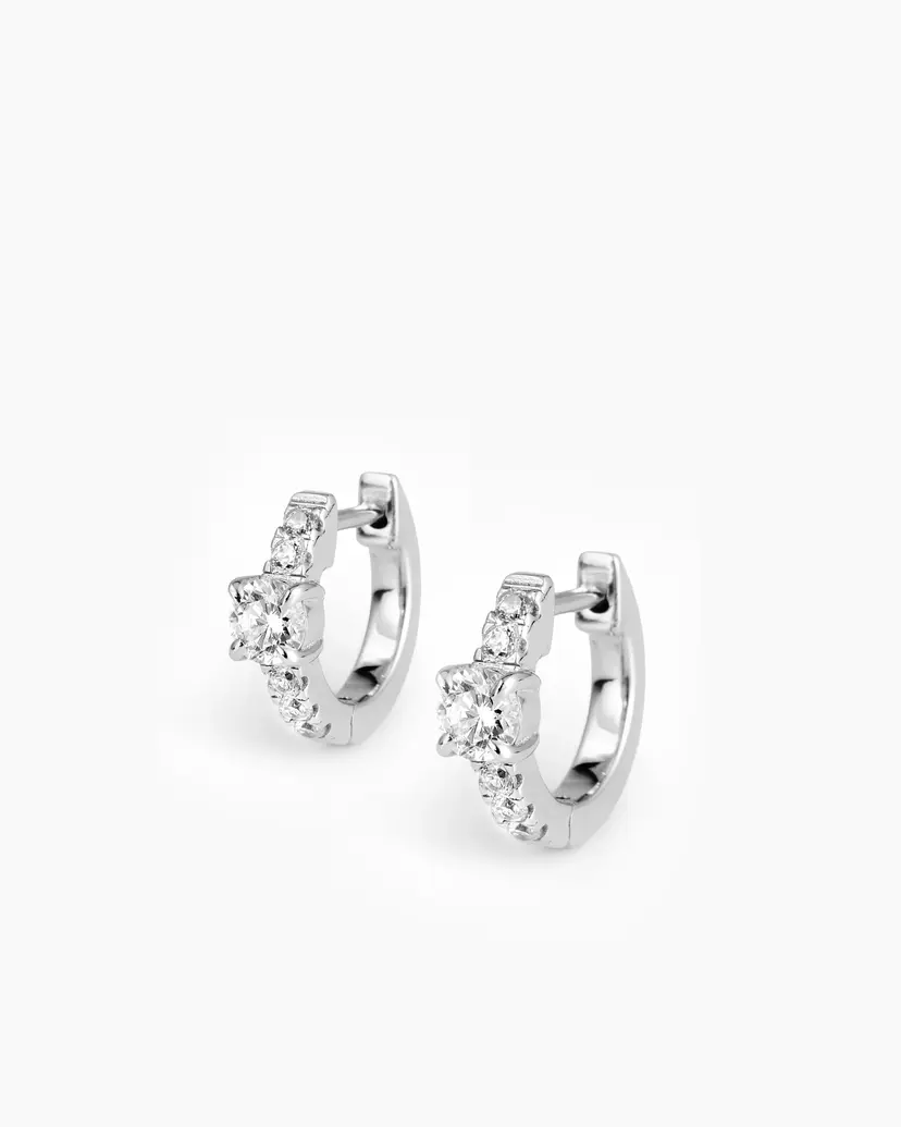 ANI Jewels Solitaire Huggies Silver