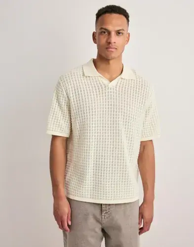 Jack & Jones Jack & Jones Jornantucket Knit Split Neck Polo S Kortermet poloskjorte Beige