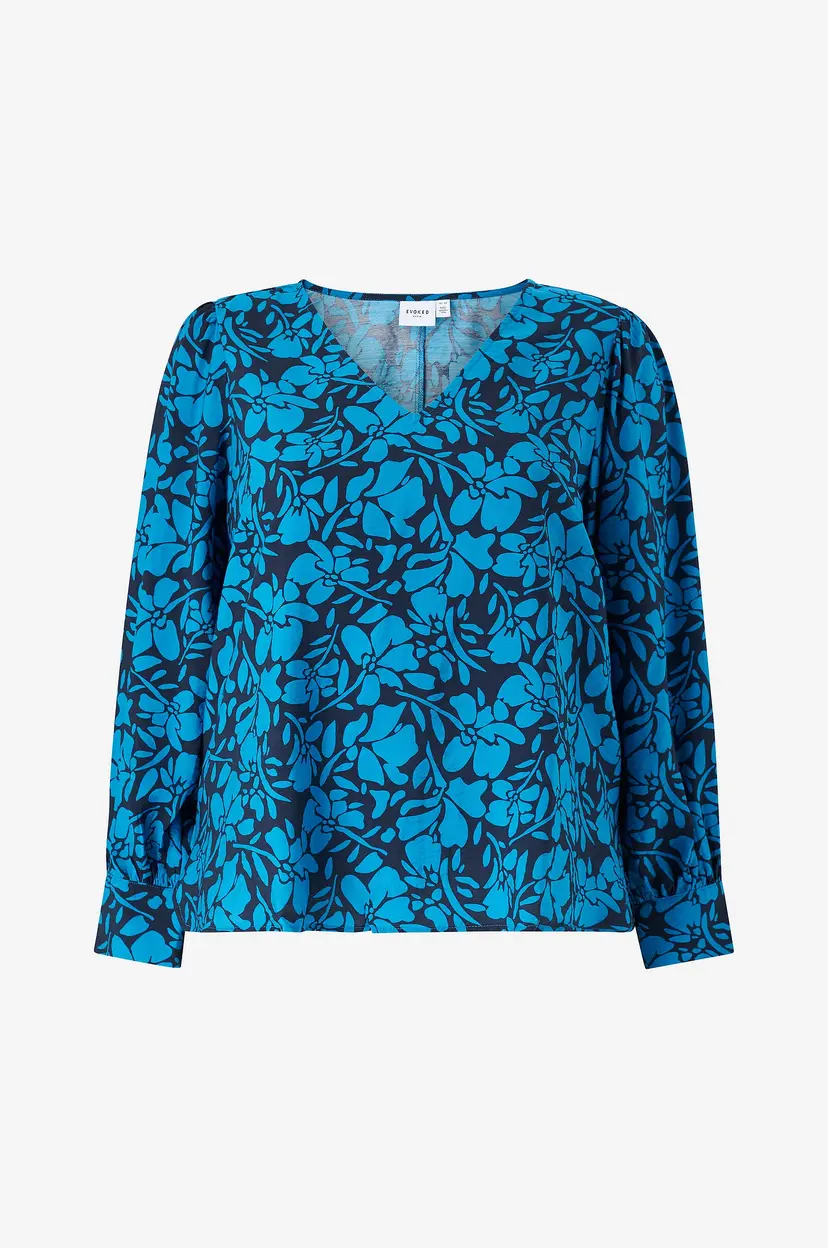 Evoked Vila Bluse Vimille Noa V-neck L/s Top/cur/su - Blå
