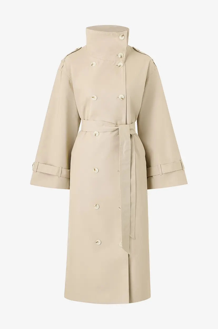 Gina Tricot Trenchcoat High Neck Cotton - Beige