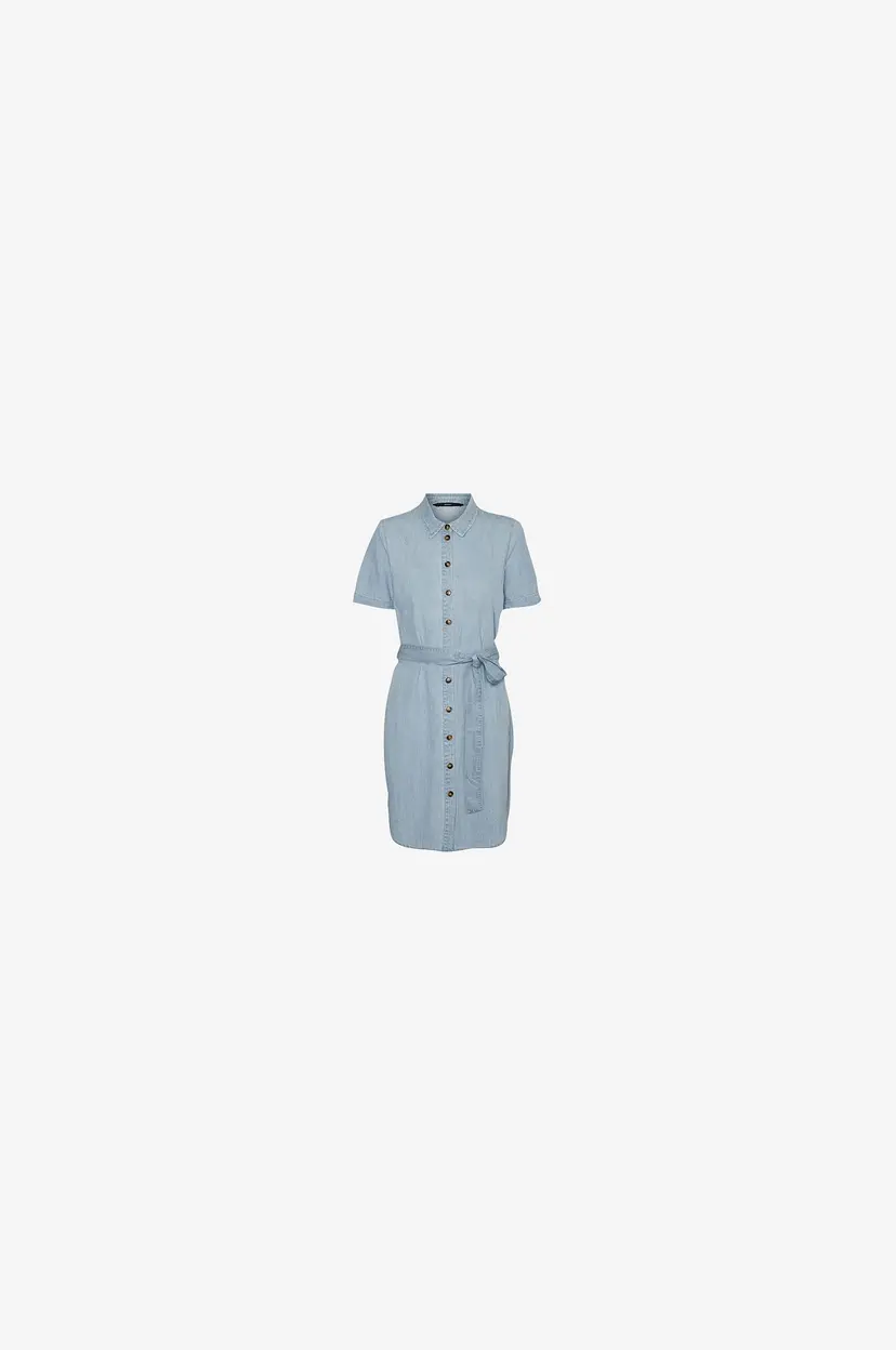 Vero Moda Skjortekjole vmSilvia S/S Denim Dress - Blå
