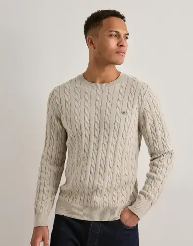 GANT Gant Cotton Cable C-neck Strikkegensere Beige