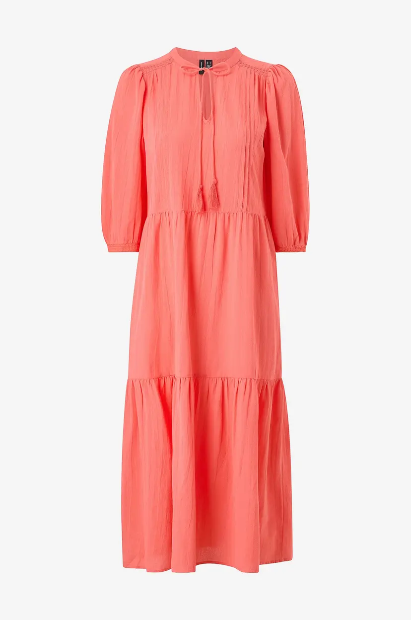 Vero Moda Kjole vmPretty 3/4 Long Dress Wvn - Rød