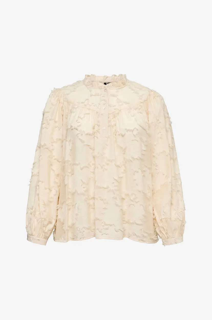 Vero Moda Curve Bluse Vmcnichala Ls Top Wvn Btq Cur - Beige