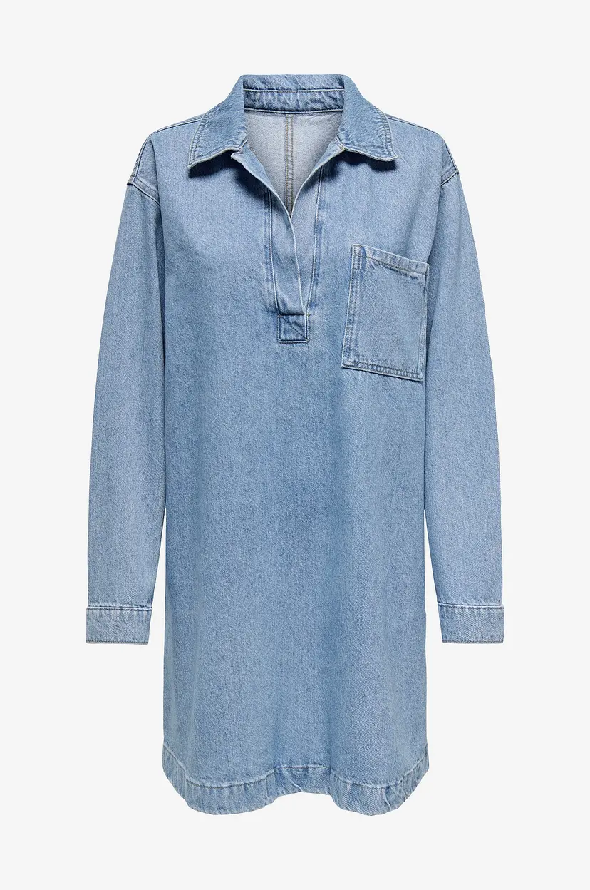 ONLY Skjortekjole onlBirdie L/S Polo Denim Dress - Blå