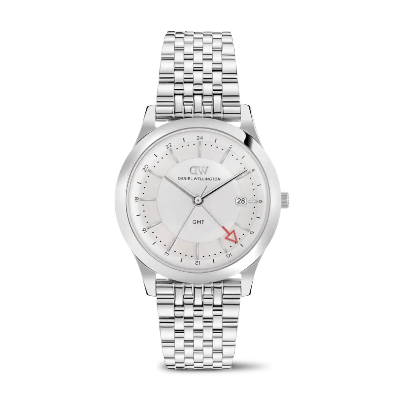 Daniel Wellington Silver 39mm Watch Pathfinder Gmt 7-link Frost-white | DW