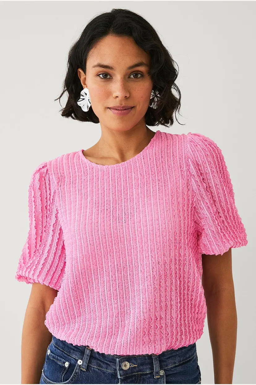 Ellos Collection Trikotbluse med struktur - Rosa