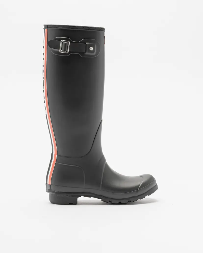 Hunter Hunter W Org Tall Lg BKSTRP Black Wellies