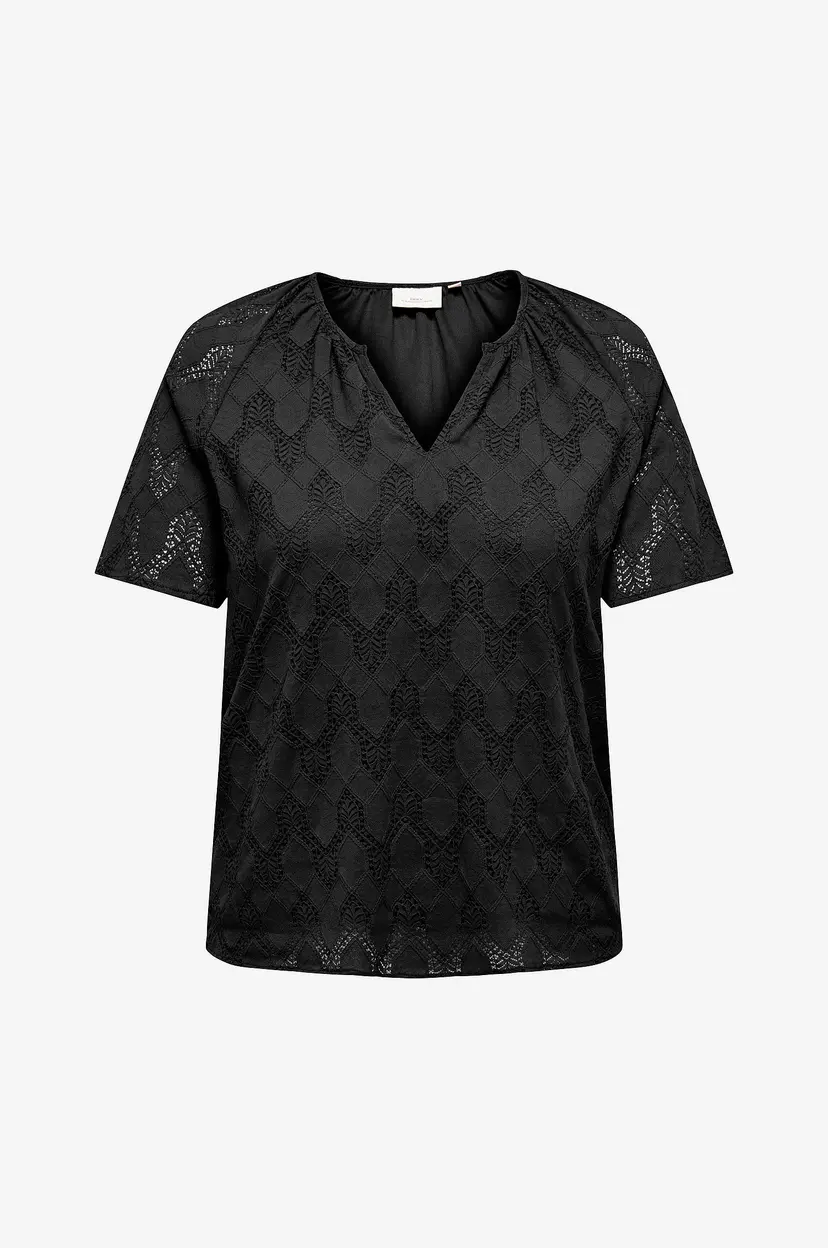 Only Carmakoma Bluse carCleanor SS V-neck Top Wvn - Svart