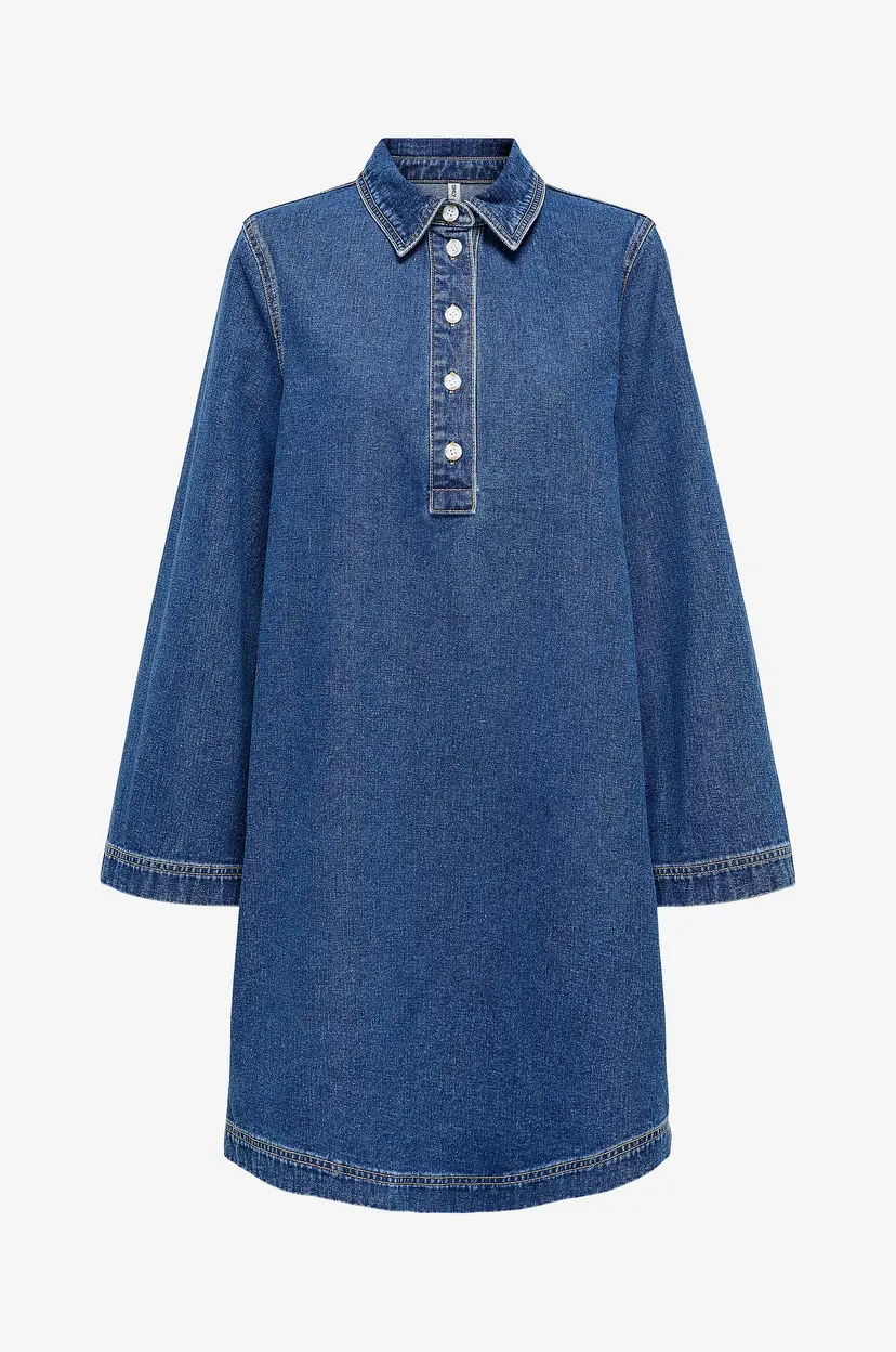 ONLY Kjole onlFreya L/s Bell Dress Dnm Gua - Blå