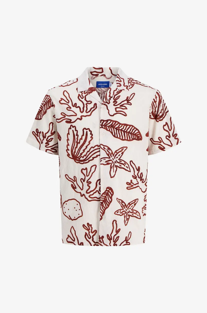 Jack & Jones Junior Skjorte jorLuke Crinkle Aop Shirt SS Jnr - Hvit