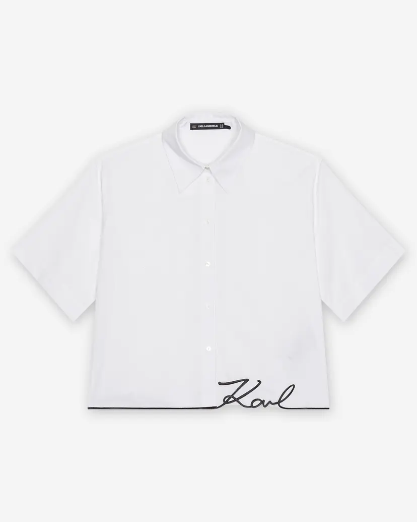 Karl Lagerfeld Karl Lagerfeld Signature Hem Poplin White Short sleeve shirt