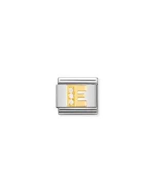 Nomination Cubic Zirconia Letter E Gold