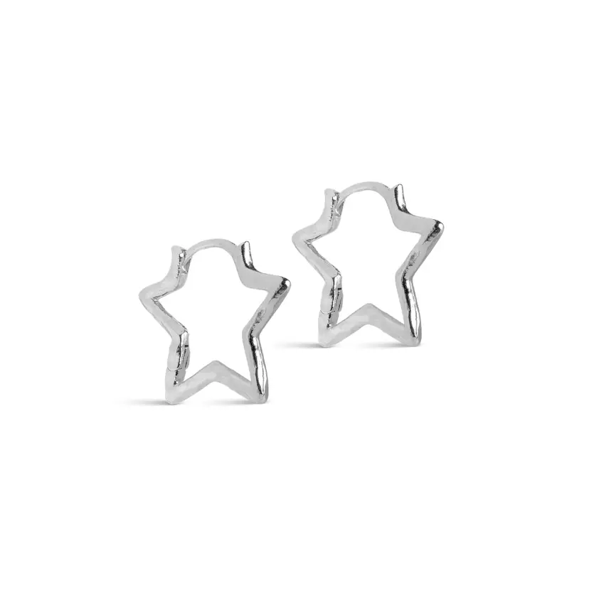 Enamel Enamel - Organic Star Medium Hoops i forsølvet messing - E488SB