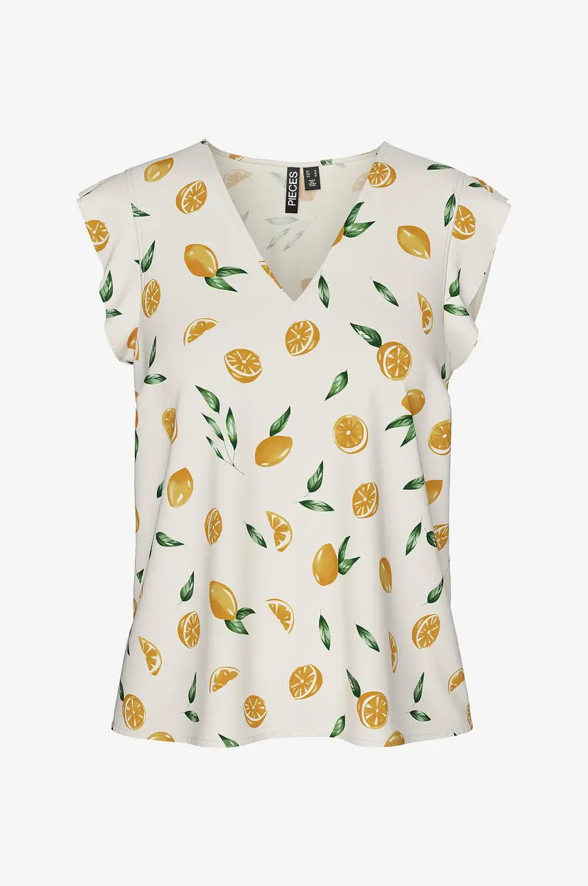 Pieces Topp pcNya SL V-neck Top - Beige
