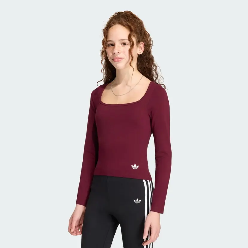 Adidas SLIM FRONT SQUARE COLLAR LONGSLEEVE T-skjorte