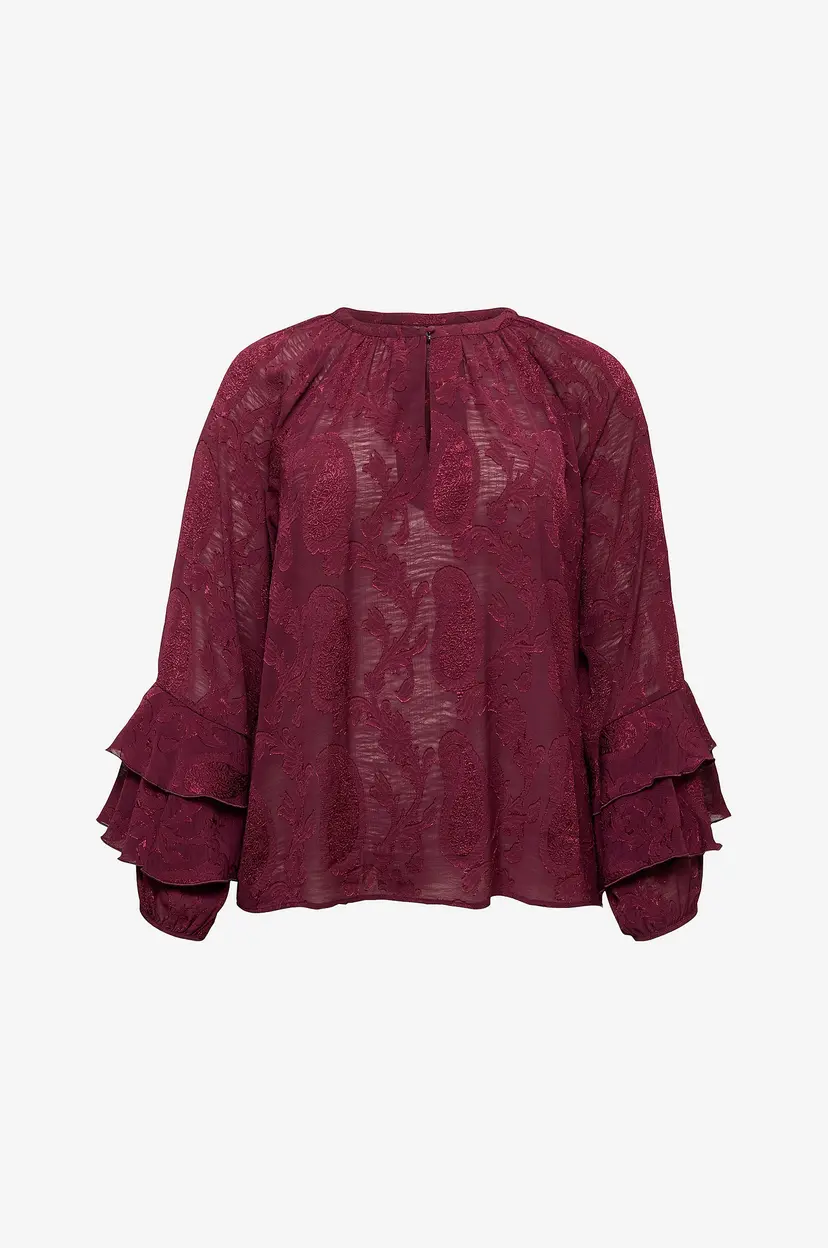 Vero Moda Curve Bluse Vmctilly Tina Ls Top Wvn Cur - Rød