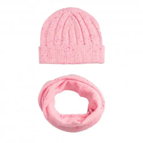 CASHMERE CULTURE Lue og halsvarmer i kasjmir – damesett, rosa, med spetter