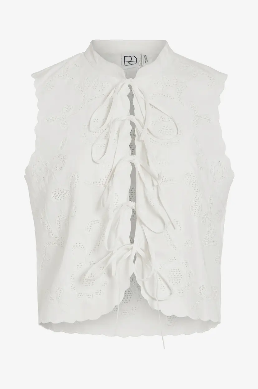Rouge Edit Bluse rouAmeline S/L China Collar - Hvit