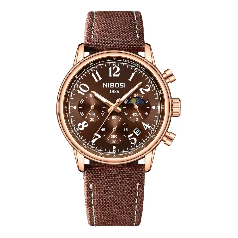 Nibosi Nibosi Aviator Chronograph Brown