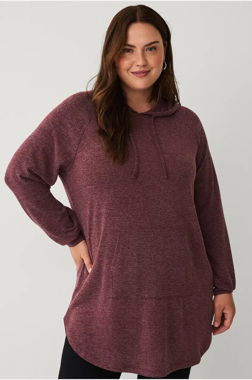 Ellos Plus collection Lang genser med hettegenser - Rosa