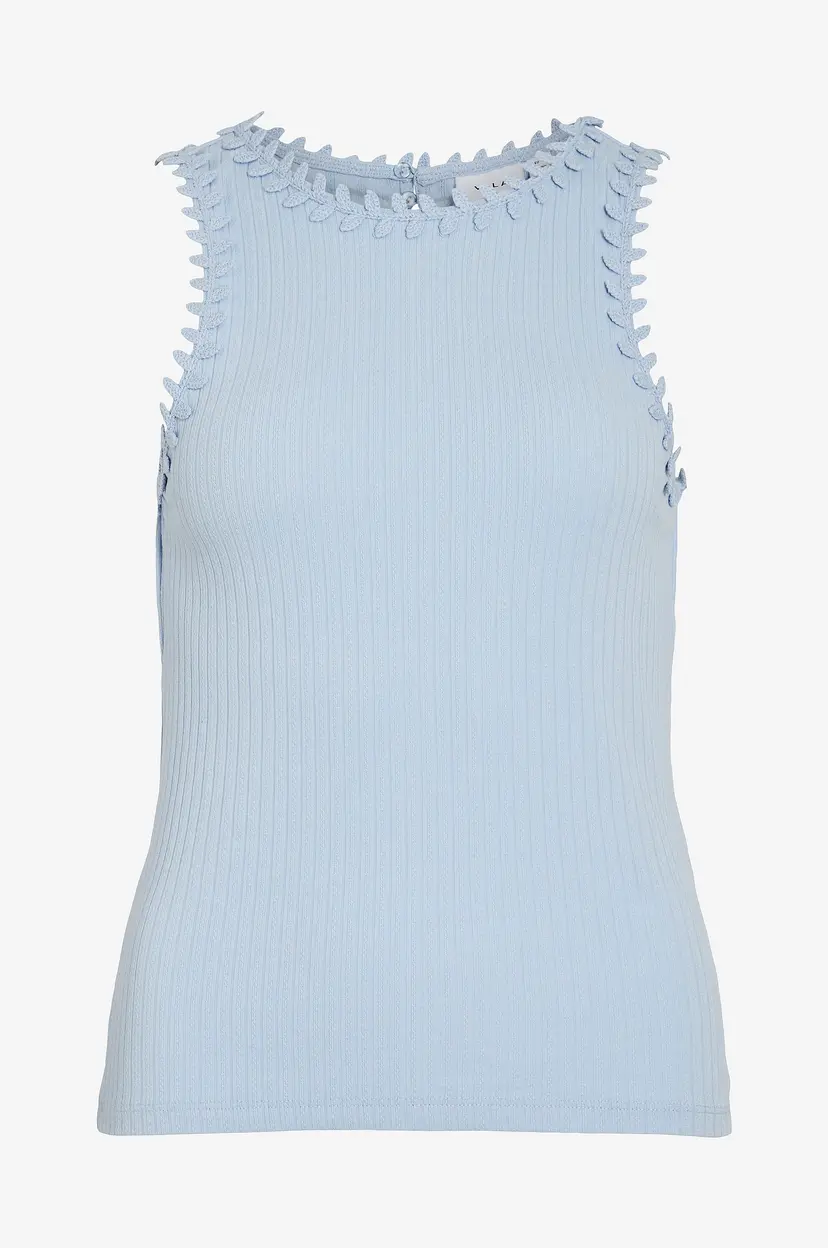 Vila Topp viBabia Leaf O-neck S/L Top - Blå