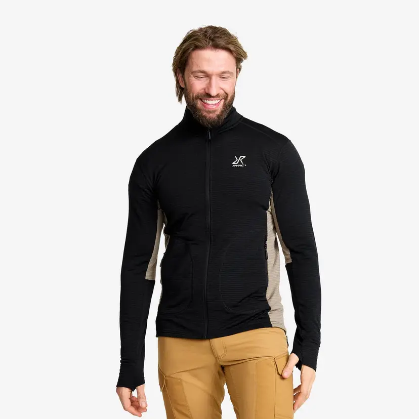 RevolutionRace Waffle Full-zip Fleece Herre Black