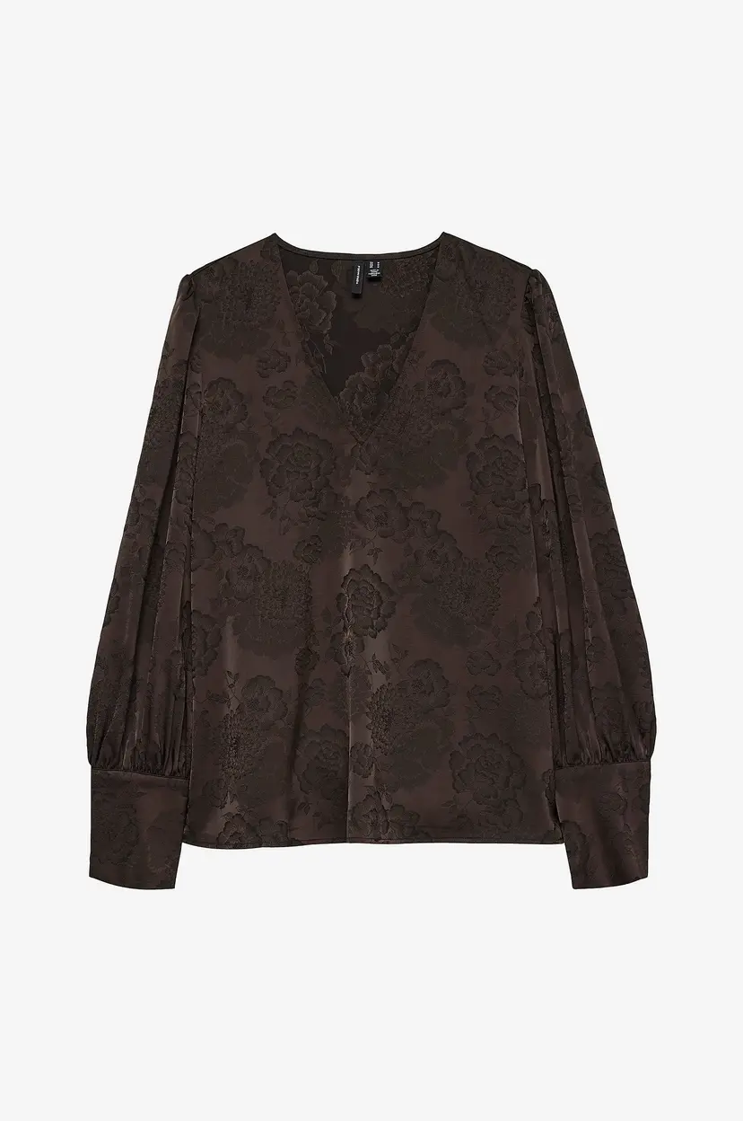 Vero Moda Bluse Vmkira Ls V-Neck Top Wvn Pa - Brun