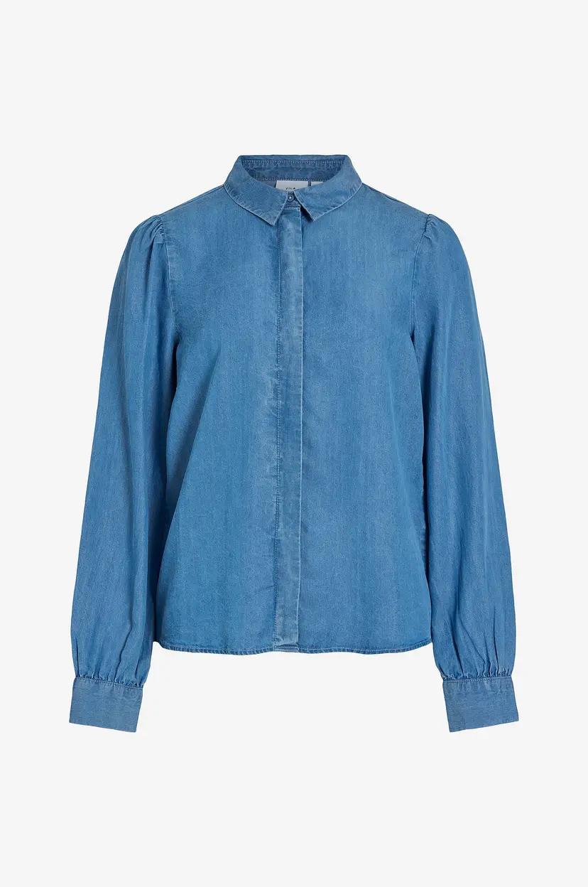 Vila Skjorte viGivani L/S Placket Denim Shirt - Blå