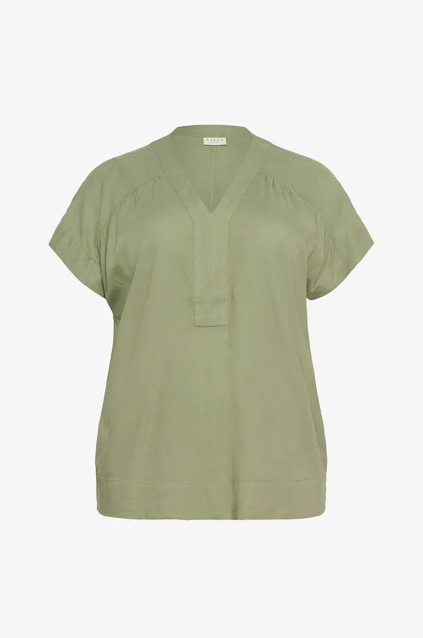 KAFFE Curve Bluse kcMille Wing SL Blouse - Grønn