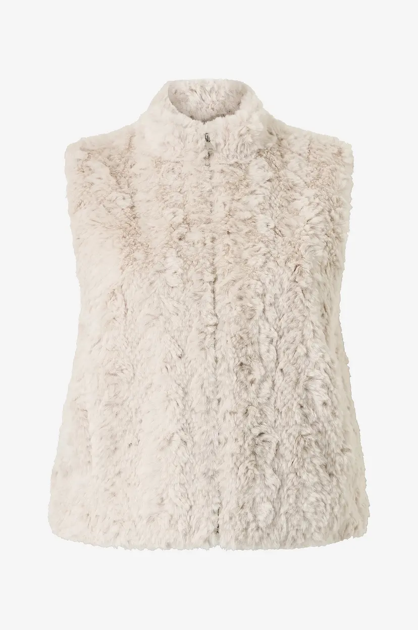NO. 1 BY OX Vest Short Fake Fur Vest - Beige