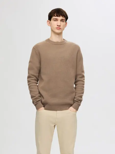 SELECTED Slhdane LS Knit Structure Crew Neck
